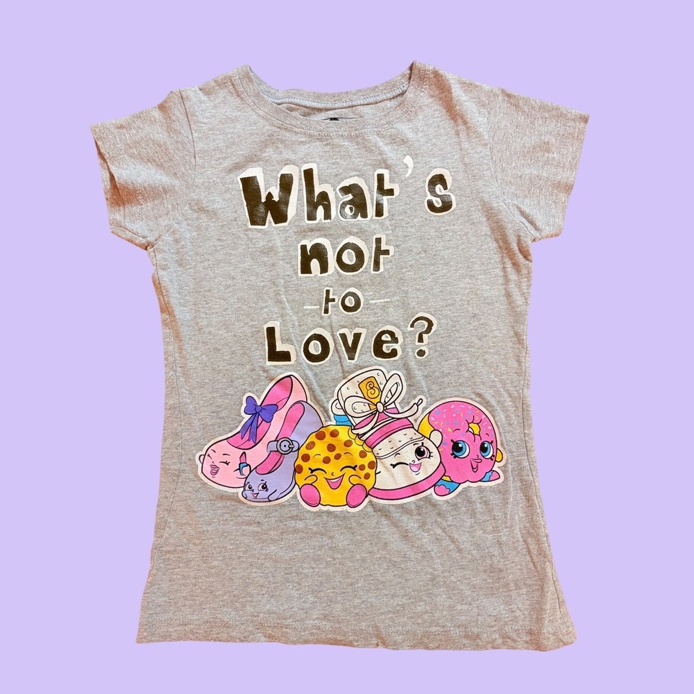 Y2K Shopkins Whats Not to Love Graphic Baby Tee Scene Short Sleeve Shirt #19